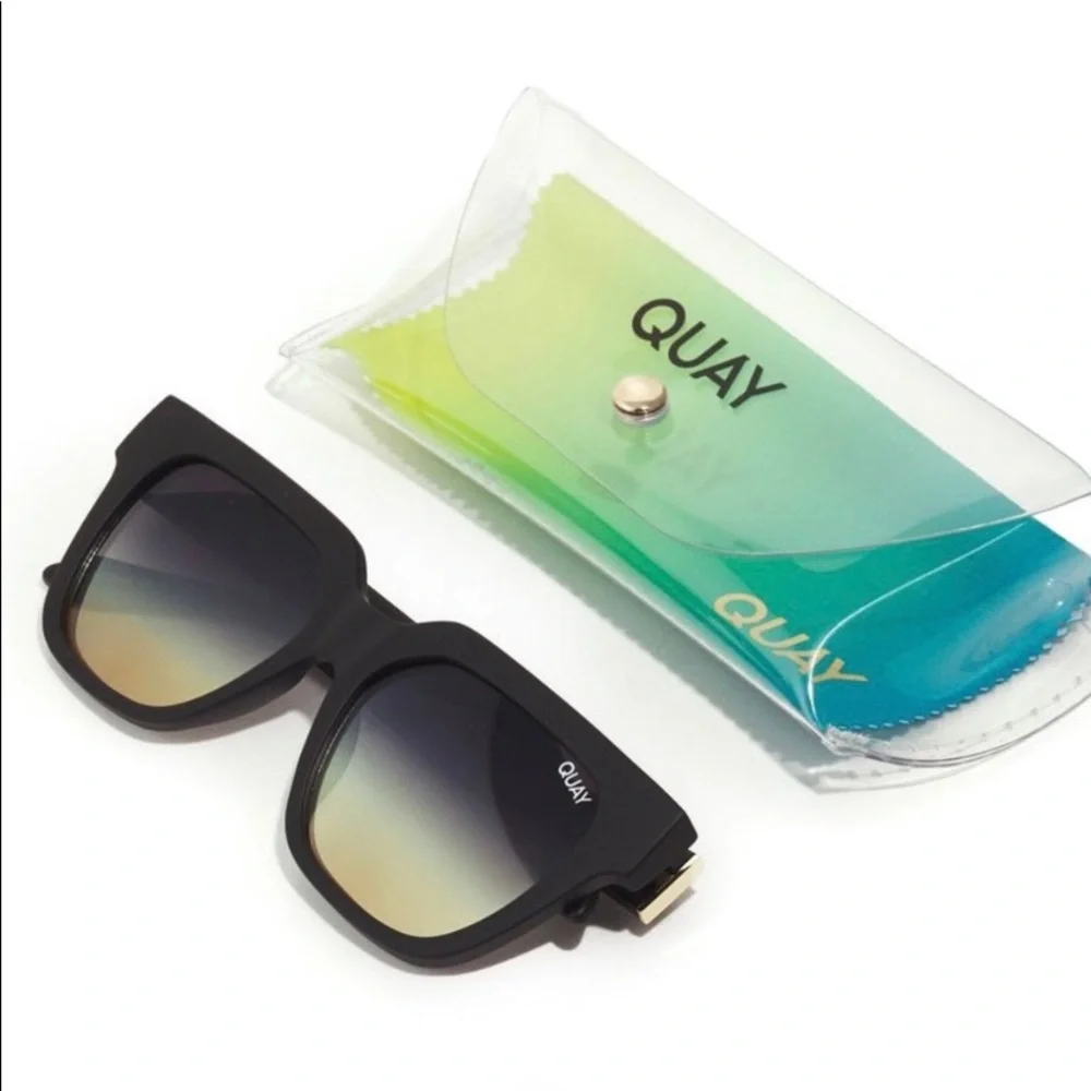 Quay Australia PSA Matte Black Gold Sunglasses NWT - Picture 6 of 9